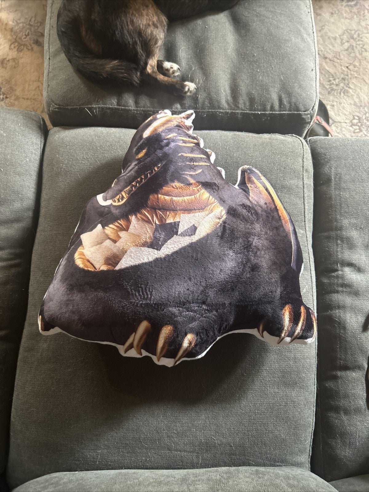 Customer photo of the Giant Dark Dragon flat plush shaped pillow