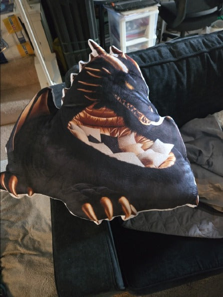 Customer photo of the Giant Dark Dragon flat plush shaped pillow