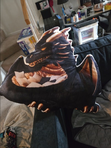 Customer photo of the Giant Dark Dragon flat plush shaped pillow