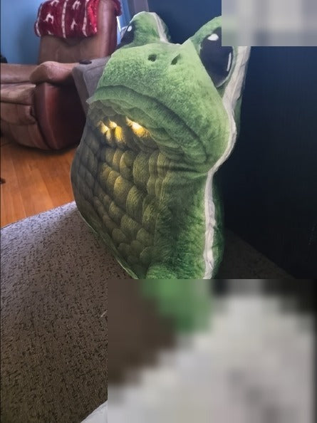 Customer photo of the Giant Green Frog flat plush shaped pillow