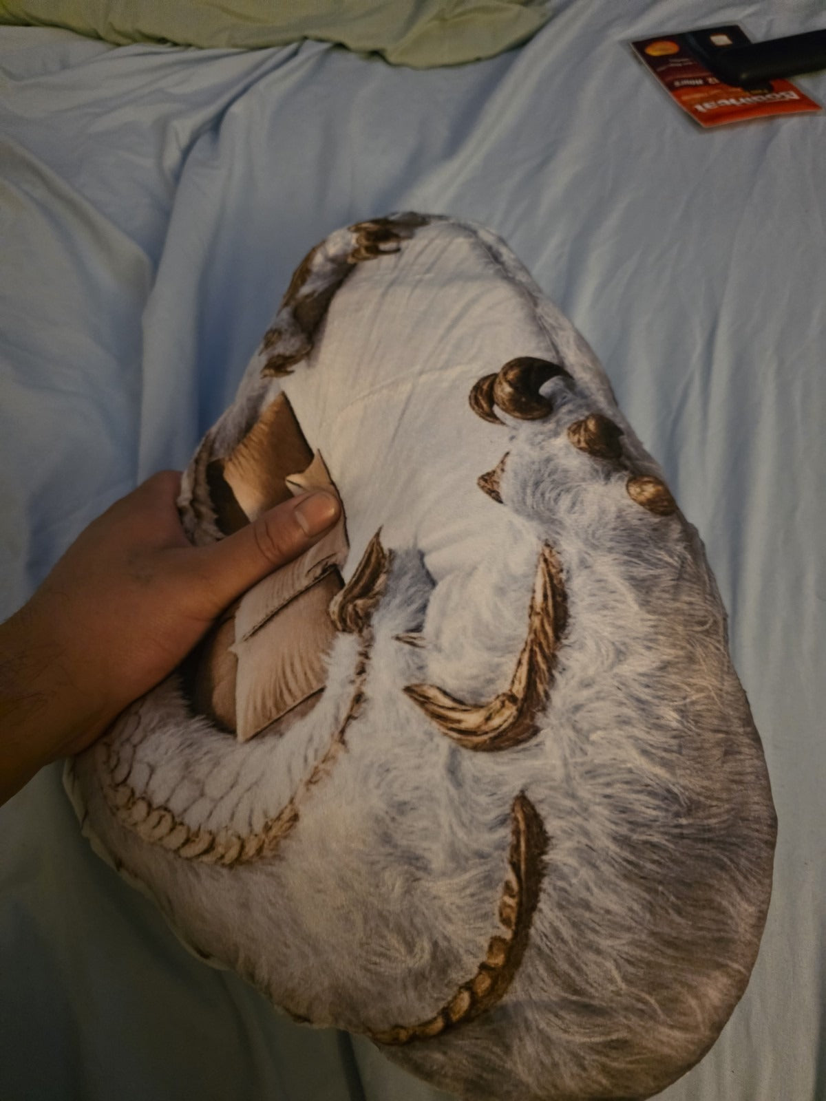 Customer photo of the Giant Mythical Dragon flat plush shaped pillow