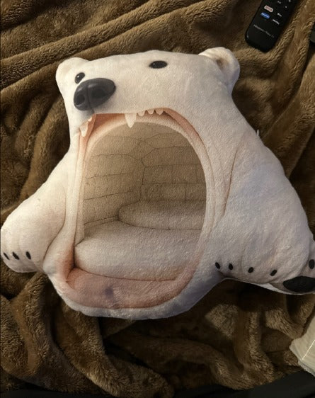 Customer photo of the Giant Polar Bear Cave flat plush shaped pillow
