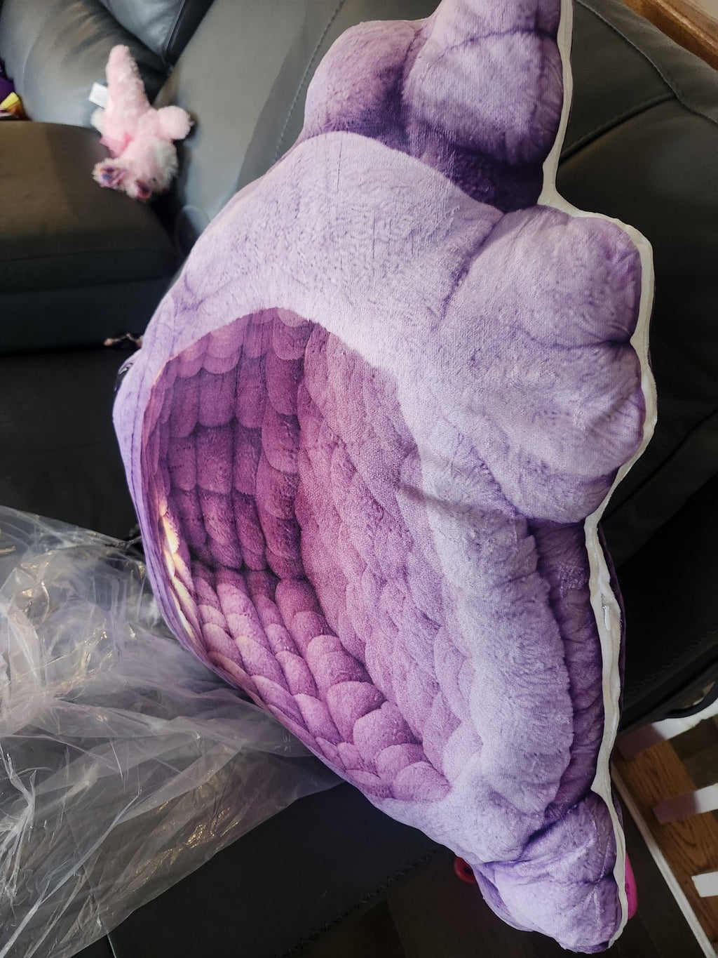 Customer photo of the Giant Purple Frog flat plush shaped pillow