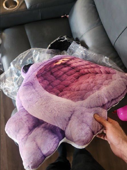 Customer photo of the Giant Purple Frog flat plush shaped pillow