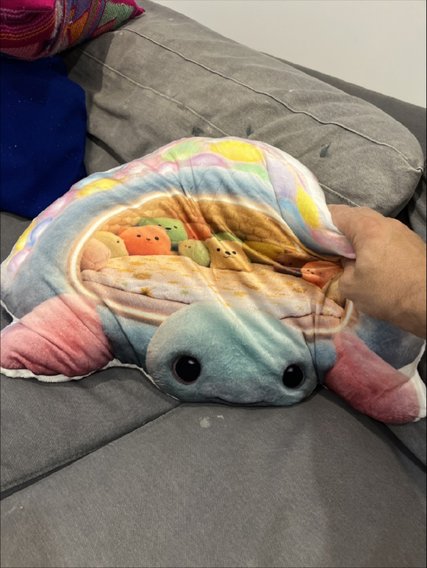 Customer photo of the Giant Turtle Cave Kawaii flat plush shaped pillow