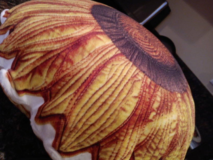 Customer photo (flagged for review) of Quilted Sunflower Bloom Shaped Plush Pillow