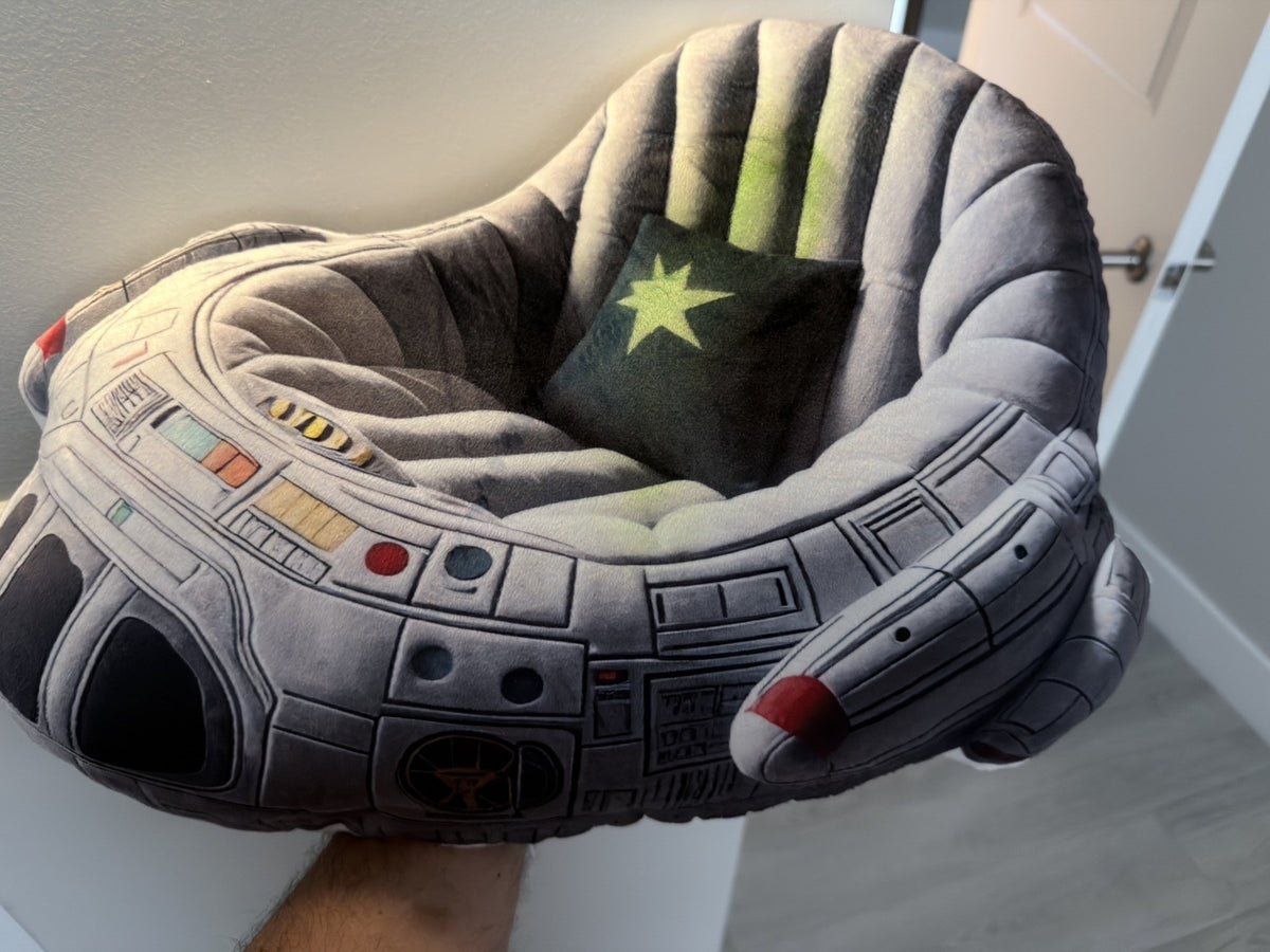 Customer photo of the Space Ship flat plush shaped pillow