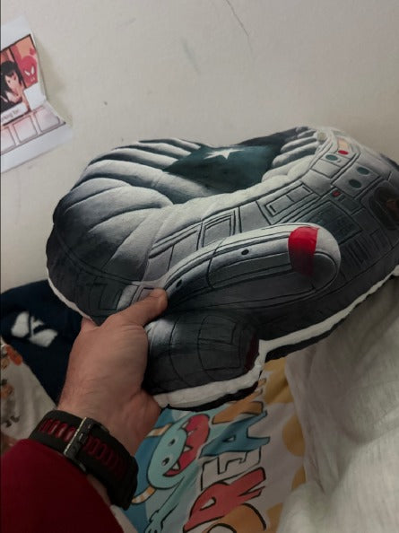 Customer photo of the Space Ship flat plush shaped pillow