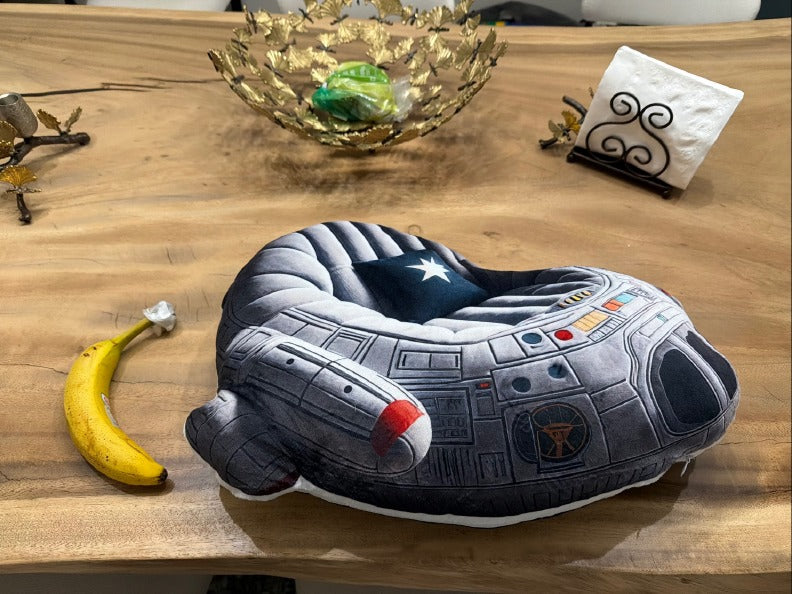 Customer photo of the Space Ship flat plush shaped pillow