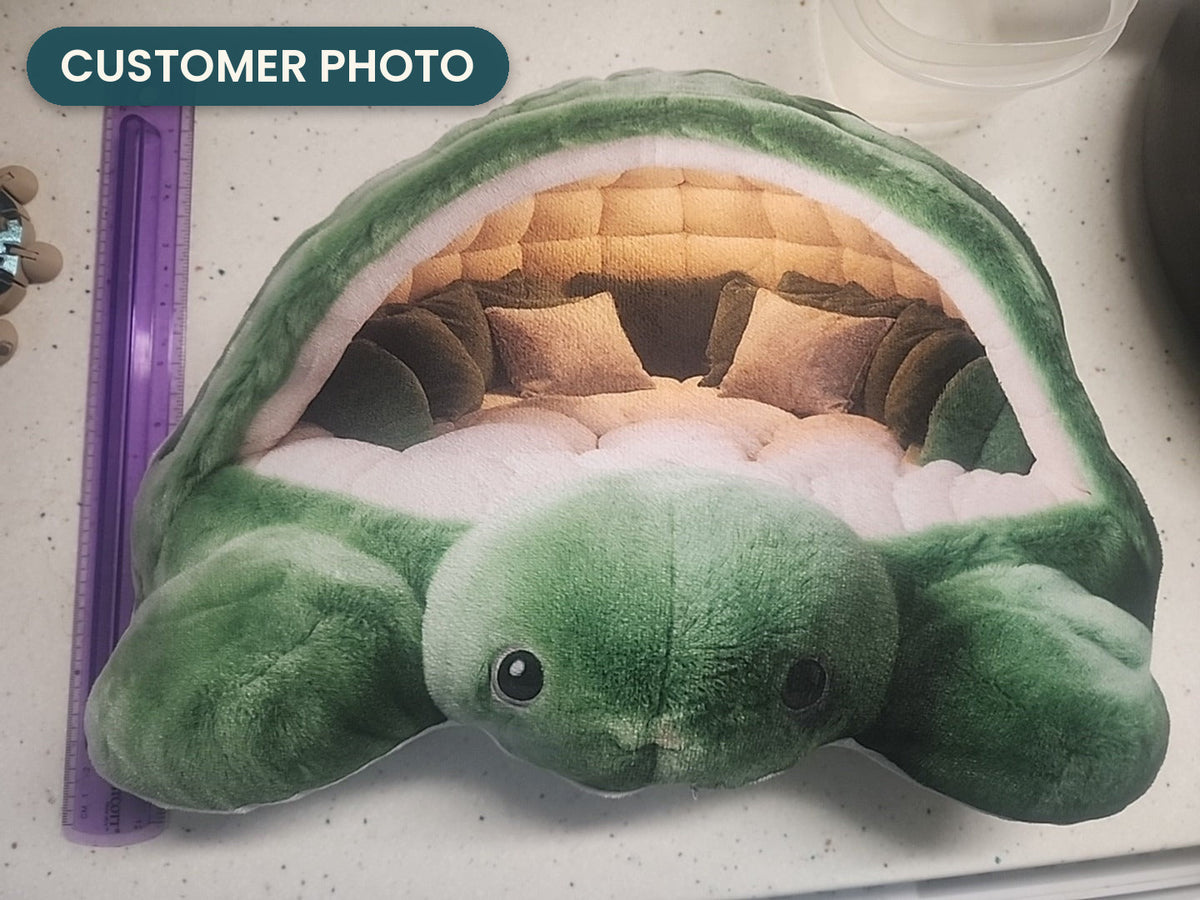Customer photo: Giant Turtle Shell Lounger Pillow (every order ships brand new)