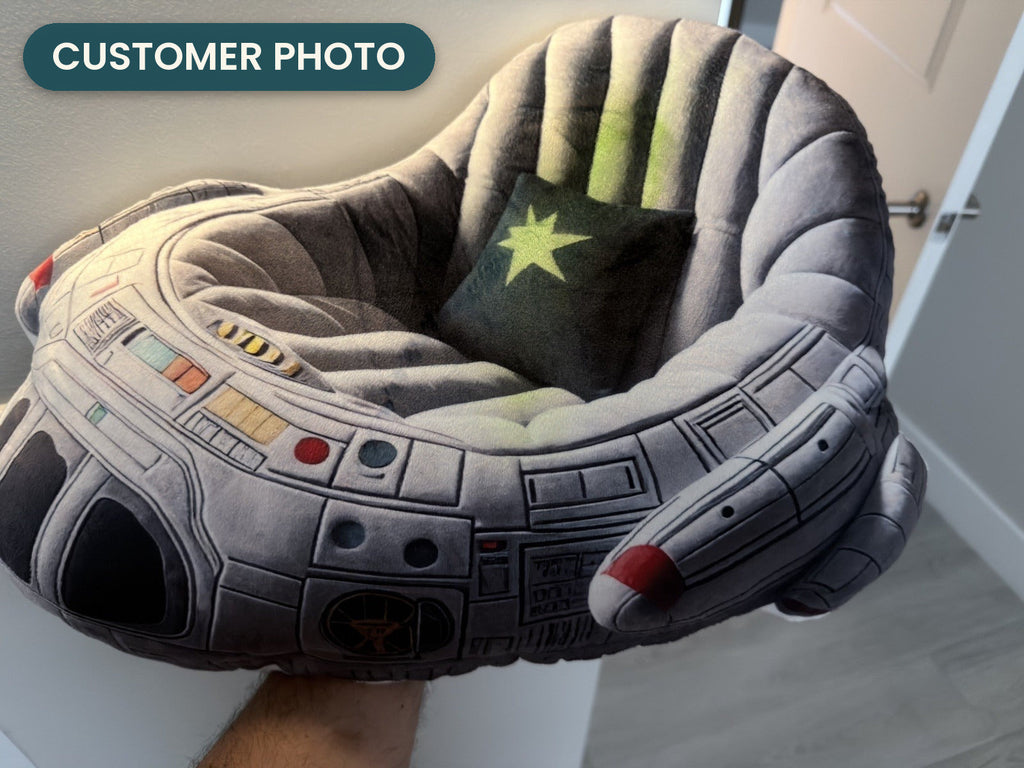 Customer photo: Space Ship Lounger Pillow (every order ships brand new)
