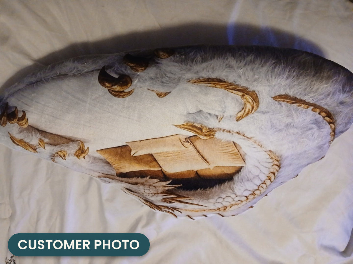 Customer photo: Giant Mythical Dragon Lounger Pillow (every order ships brand new)