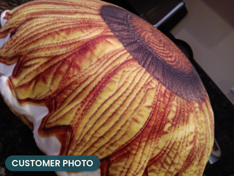 Customer photo: Quilted Sunflower Bloom Pillow (every order ships brand new)