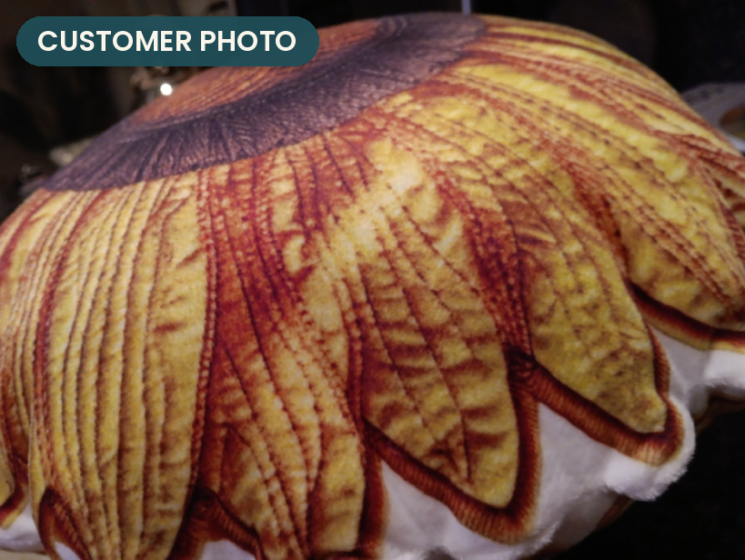 Customer photo: Quilted Sunflower Bloom Pillow (every order ships brand new)