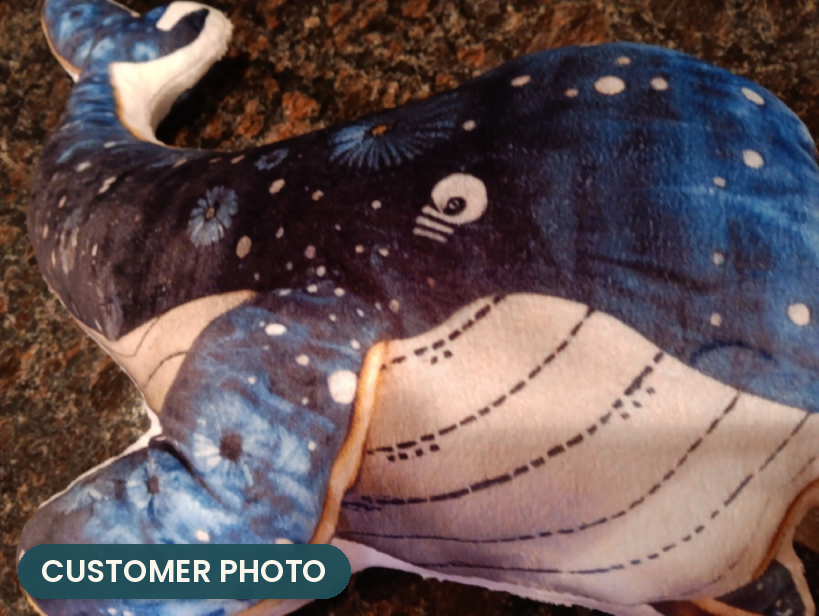Customer photo: Whale Pillow (every order ships brand new)