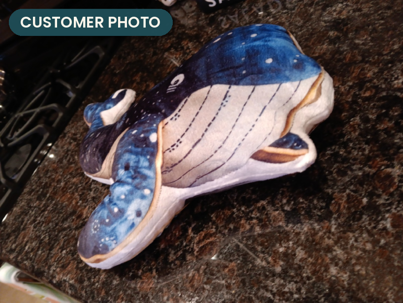 Customer photo: Whale Pillow (every order ships brand new)
