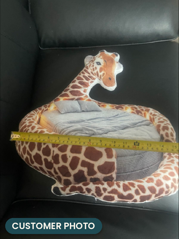 Customer photo: Giant Giraffe Lounger Pillow (every order ships brand new)