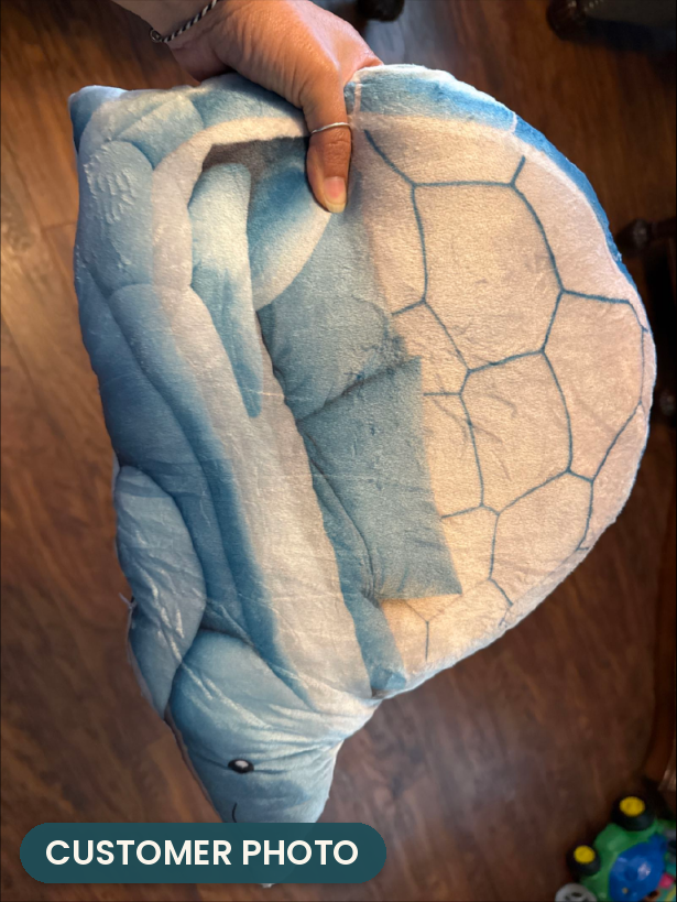 Customer photo: Giant Blue Turtle Lounger Nest Pillow (every order ships brand new)