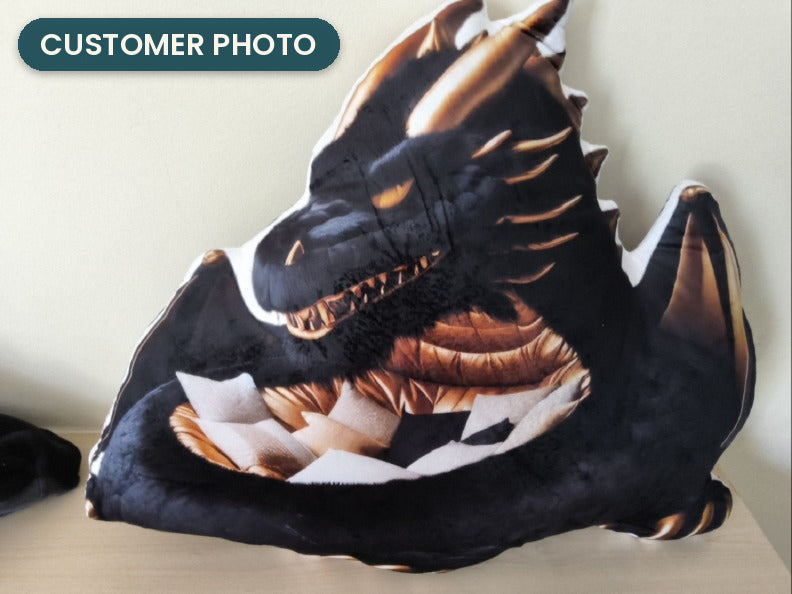 Customer photo: Giant Dark Dragon Lounger Pillow (every order ships brand new)