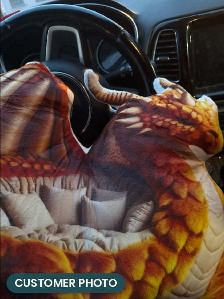 Customer photo: Giant Amber Dragon Lounger Pillow (every order ships brand new)