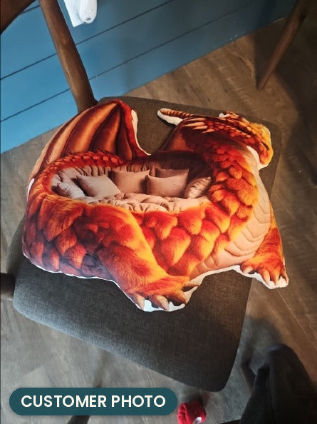 Customer photo: Giant Amber Dragon Lounger Pillow (every order ships brand new)