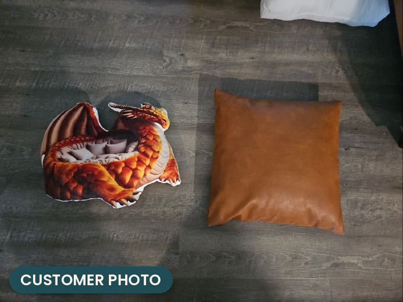 Customer photo: Giant Amber Dragon Lounger Pillow (every order ships brand new)