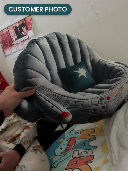 Customer photo: Space Ship Lounger Pillow (every order ships brand new)