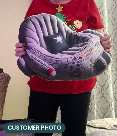 Customer photo: Space Ship Lounger Pillow (every order ships brand new)