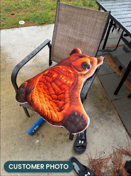 Customer photo: Giant Brown Bear Lounger Cave Pillow (every order ships brand new)