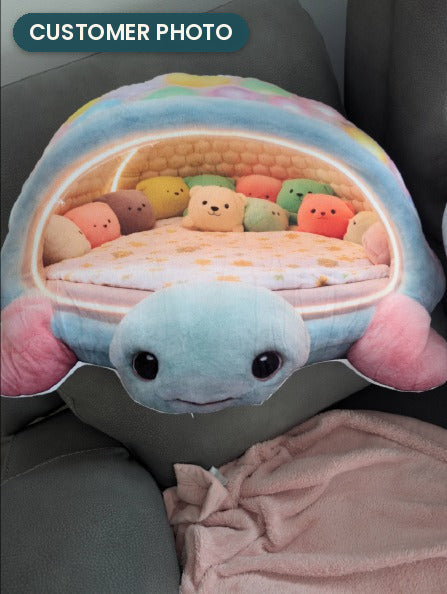 Customer photo: Giant Turtle Cave Kawaii Lounger Shaped Throw Pillow, Flat Plush (every order ships brand new)