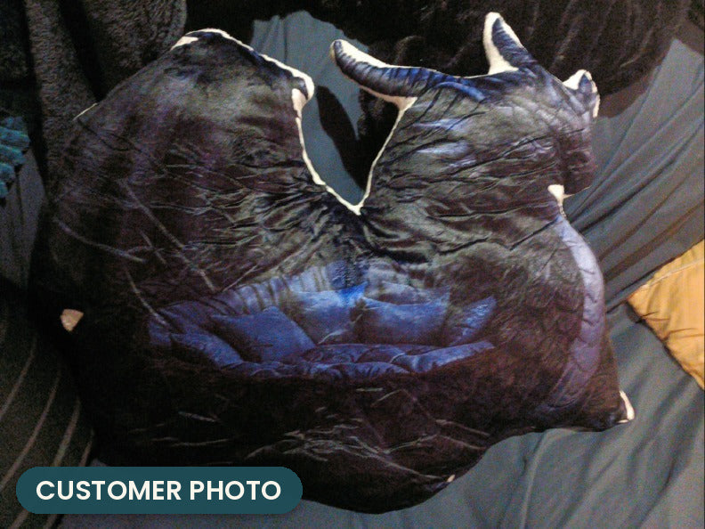 Customer photo: Giant Midnight Dragon Lounger Pillow (every order ships brand new)