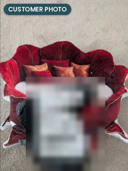 Customer photo: Oversized Red Floral Lounger Pillow (every order ships brand new)