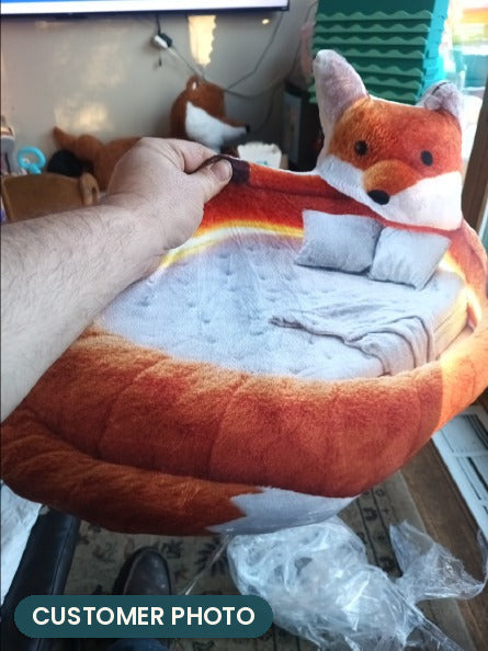 Customer photo: Giant Fox Lounger Pillow (every order ships brand new)