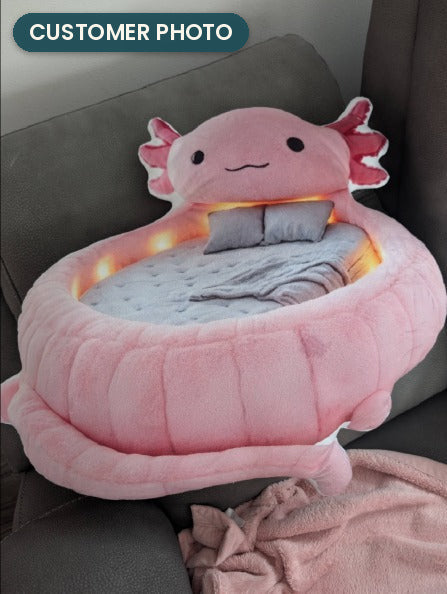 Customer photo: Giant Axolotl Lounger Pillow (every order ships brand new)