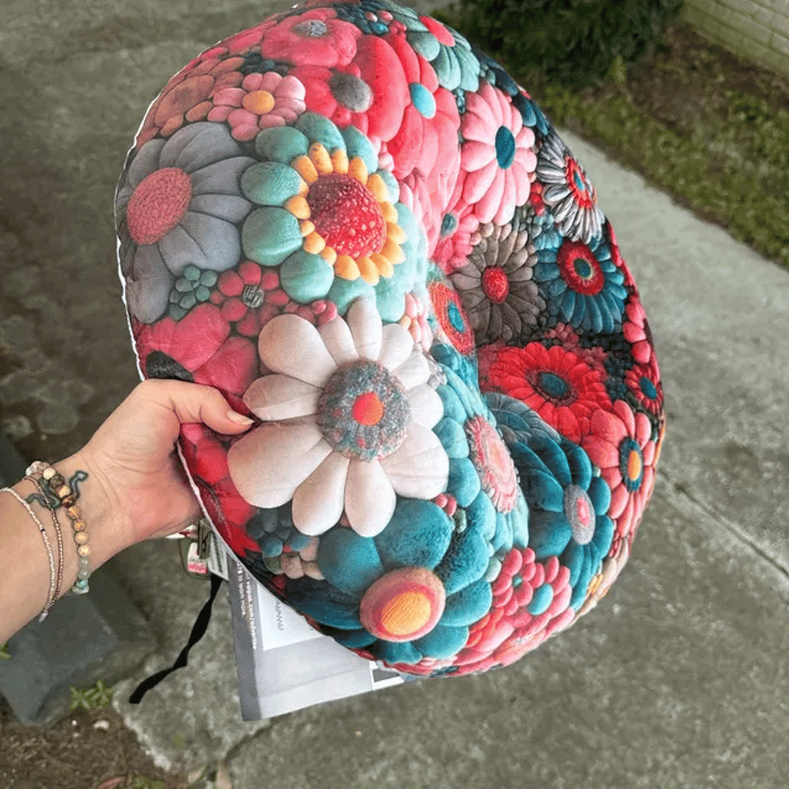 Real photo of the Multi Flower Petal flat plush shaped pillow (1 of 2)
