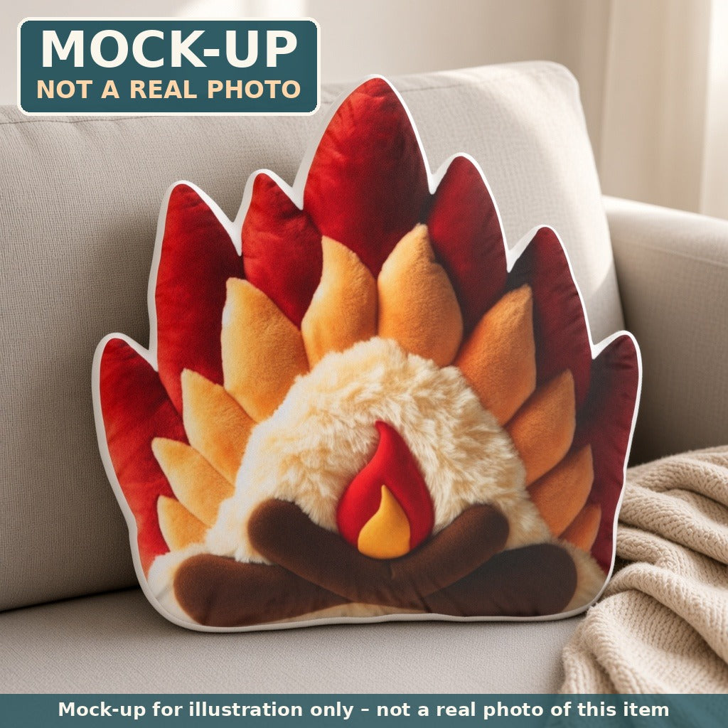 Mock-up (not a real photo): Campfire Pillow – Shaped Plush Throw Pillow shown in a home setting