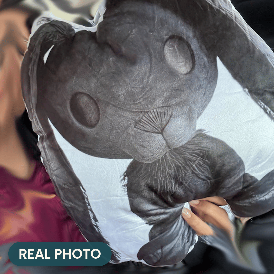 Real photo: Gothic Black Bunny Pillow (every order ships brand new)