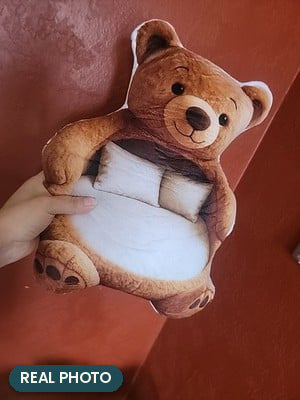 Real photo: Giant Bear Lounger Pillow (every order ships brand new)