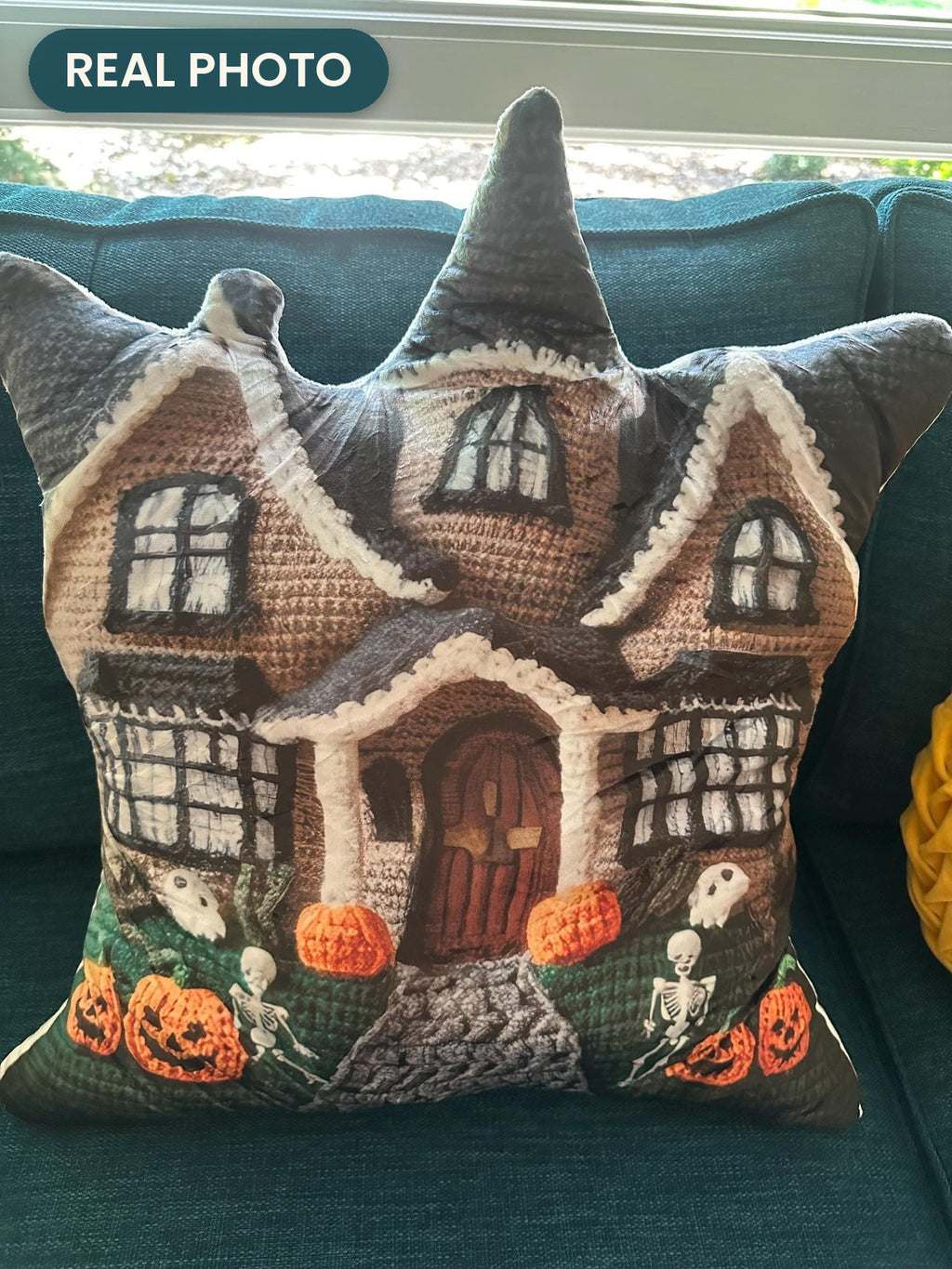 Real photo: Halloween Haunted Mansion Pillow (every order ships brand new)