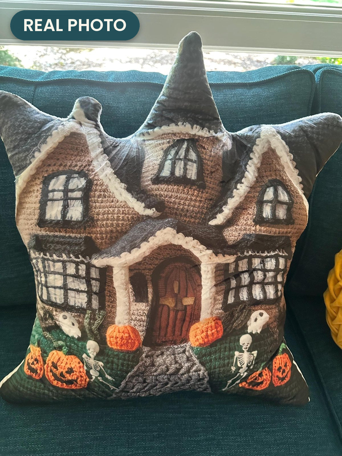Real photo: Halloween Haunted Mansion Pillow (every order ships brand new)