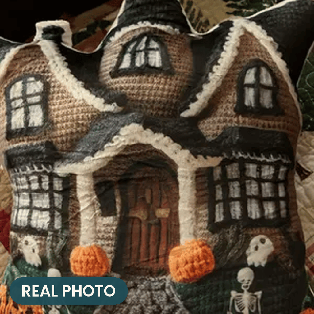 Real photo: Halloween Haunted Mansion Pillow (every order ships brand new)