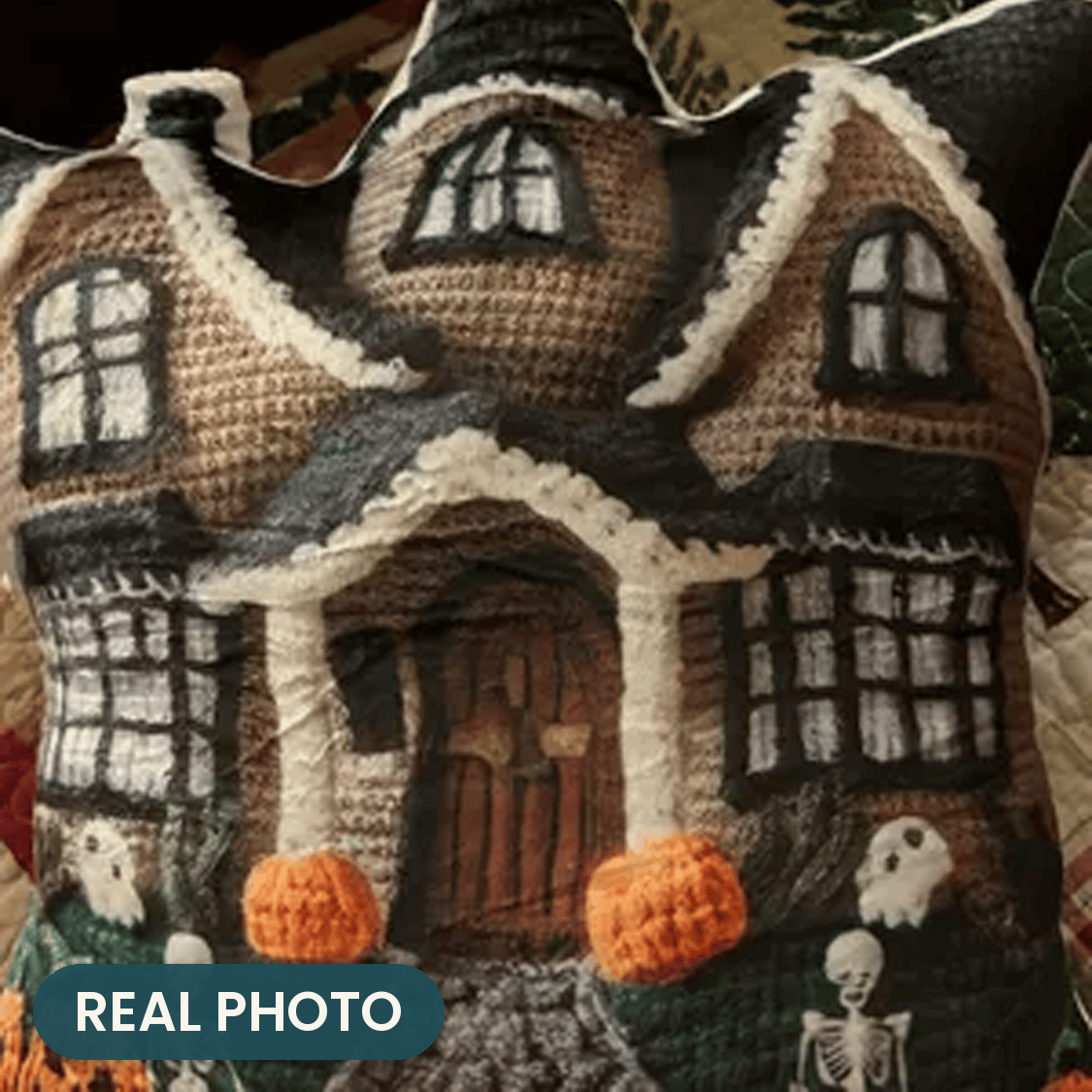 Real photo: Halloween Haunted Mansion Pillow (every order ships brand new)