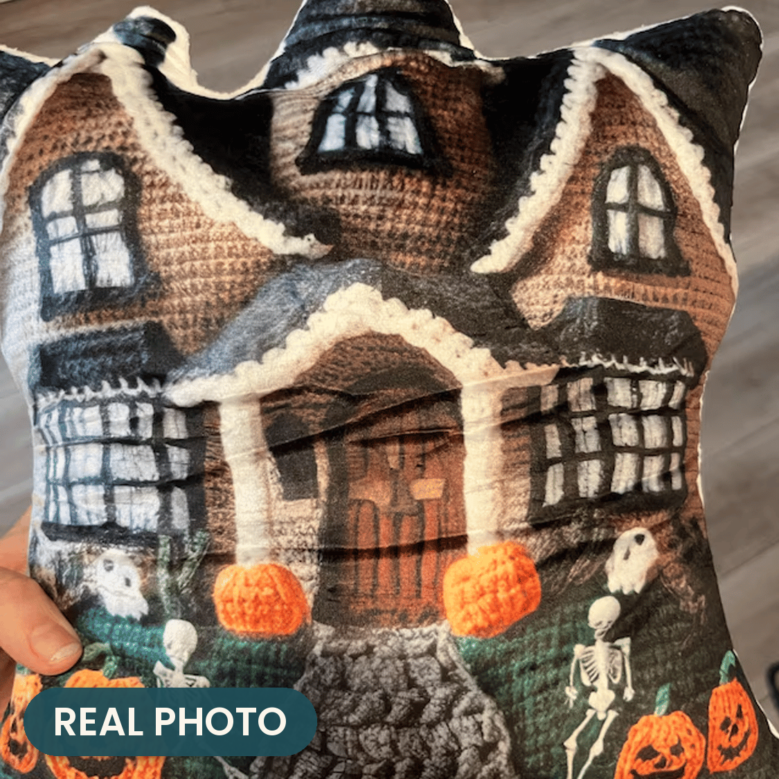Real photo: Halloween Haunted Mansion Pillow (every order ships brand new)