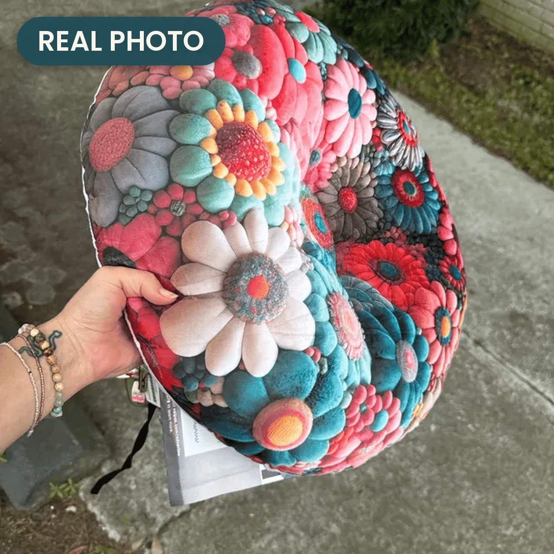 Real photo: Multi Flower Petal Pillow (every order ships brand new)