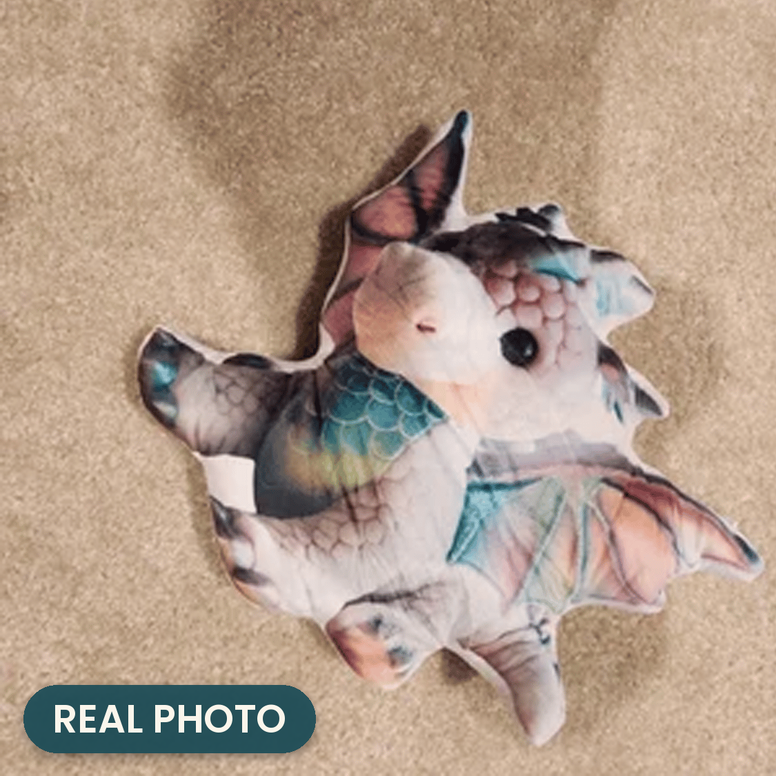 Real photo: Pastel Baby Dragon Pillow (every order ships brand new)