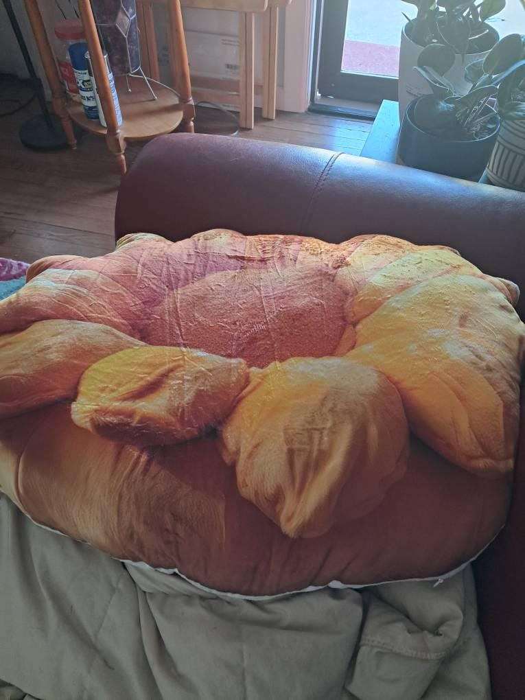Real photo of the Sunflower flat plush shaped pillow (2 of 3)