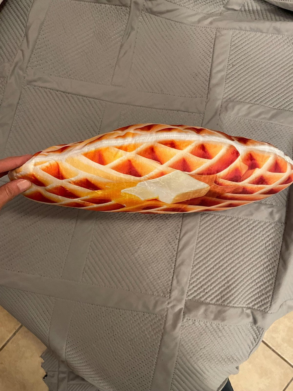 Real photo of the Waffle Plush Shaped Pillow (2 of 2)