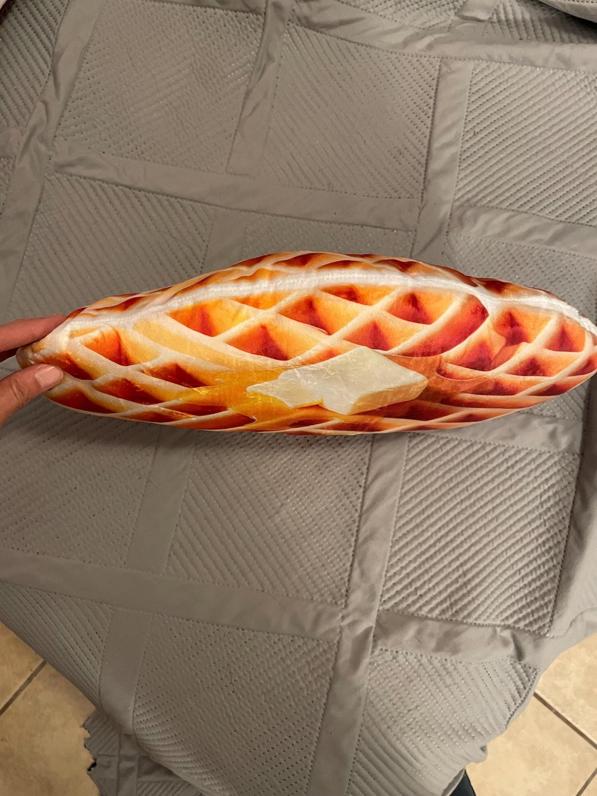 Real photo of the Waffle Plush Shaped Pillow (2 of 2)